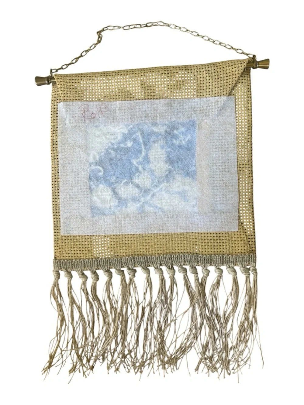 Needlepoint Bird Decor with Fringe and Hardware